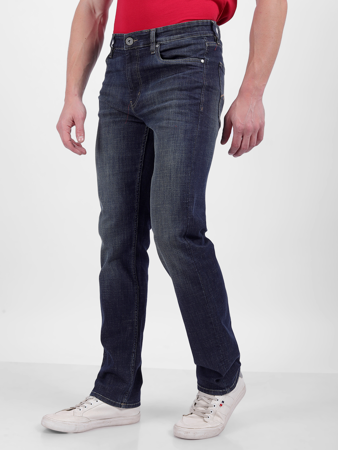 Numero Uno Men Faded Dark Blue Jeans